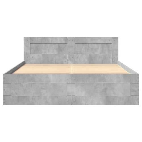 Okvir kreveta s uzglavljem siva boja betona 140x190 cm drveni - Beton siva 140 x 190 cm Cijena