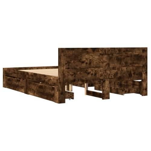 Okvir za krevet s uzglavljem boja hrasta 135x190 cm drveni - Dimljeni hrast 135 x 190 cm Cijena