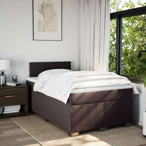 Krevet box spring s madracem tamnosmeđi 120 x 190 cm od tkanine - Tamno smeđa 120 x 190 cm Blok s kvadratima Cijena
