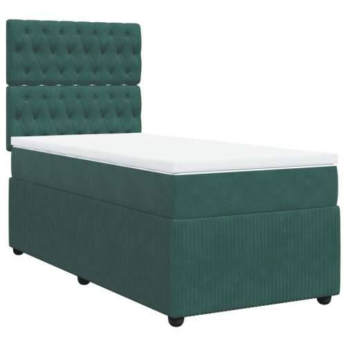 Box spring krevet s madracem tamnozeleni 80 x 200 cm baršunasti - Tamnozelena 80 x 200 cm Dizajn s gumbima Cijena