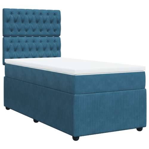 Box spring krevet s madracem tamnoplavi 80 x 200 cm baršunasti - Plava 80 x 200 cm Dizajn s gumbima Cijena