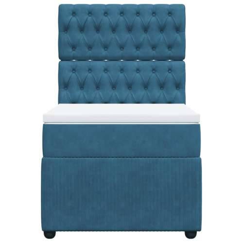 Box spring krevet s madracem tamnoplavi 80 x 200 cm baršunasti - Plava 80 x 200 cm Dizajn s gumbima Cijena