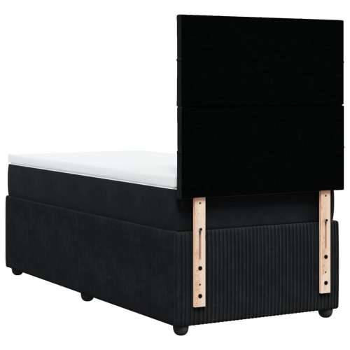 Box spring krevet s madracem crni 90x190 cm baršunasti - Crna 90 x 190 cm Blok s kvadratima Cijena