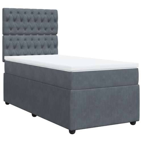 Box spring krevet s madracem tamnosivi 90x190 cm baršunasti Tamno siva 90 x 190 cm Dizajn s gumbima Cijena