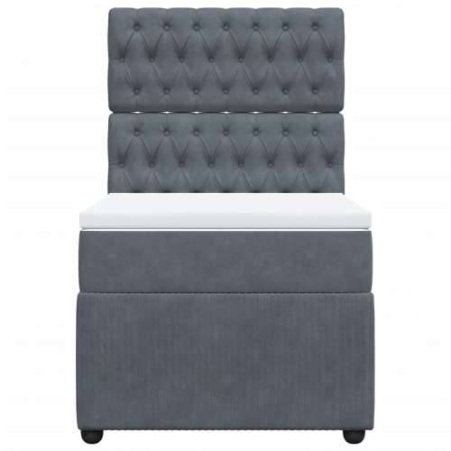 Box spring krevet s madracem tamnosivi 90x190 cm baršunasti - Tamno siva 90 x 190 cm Dizajn s gumbima Cijena
