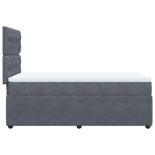 Box spring krevet s madracem tamnosivi 90x190 cm baršunasti - Tamno siva 90 x 190 cm Dizajn s gumbima Cijena