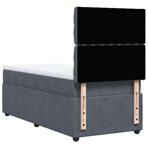 Box spring krevet s madracem tamnosivi 90x190 cm baršunasti - Tamno siva 90 x 190 cm Dizajn s gumbima Cijena