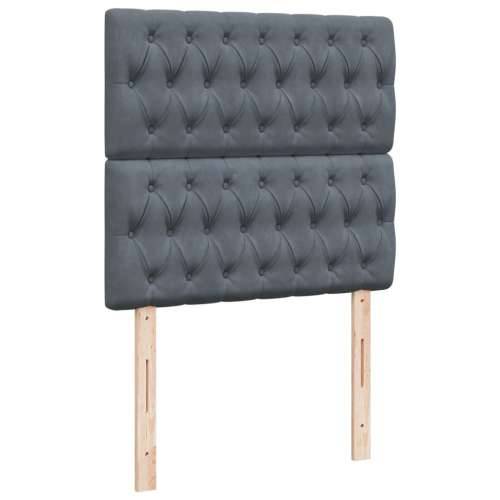 Box spring krevet s madracem tamnosivi 90x190 cm baršunasti - Tamno siva 90 x 190 cm Dizajn s gumbima Cijena