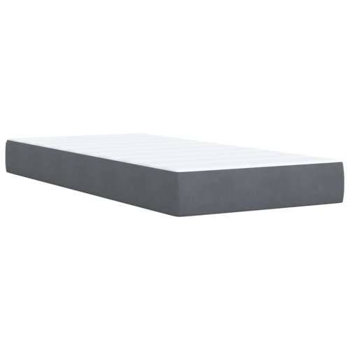 Box spring krevet s madracem tamnosivi 90x190 cm baršunasti - Tamno siva 90 x 190 cm Dizajn s gumbima Cijena