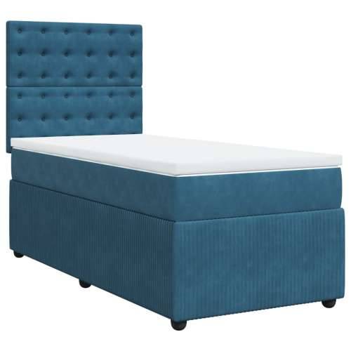 Box spring krevet s madracem tamnoplavi 90x200 cm baršunasti - Plava 90 x 200 cm gumbi Cijena