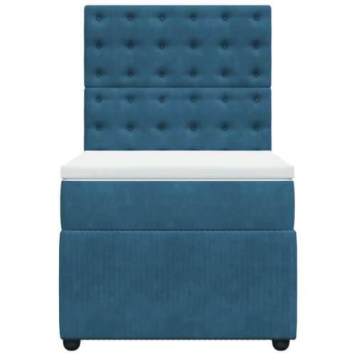 Box spring krevet s madracem tamnoplavi 90x200 cm baršunasti - Plava 90 x 200 cm gumbi Cijena