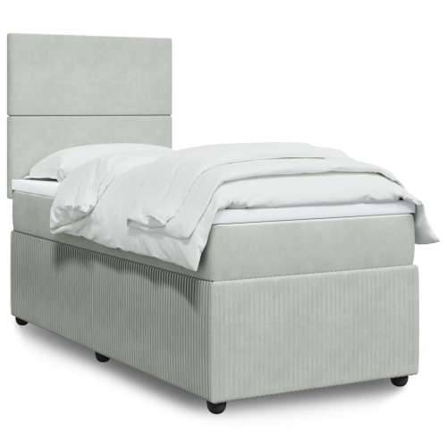Box spring krevet s madracem svjetlosivi 100x200 cm baršunasti - Svjetlosiva 100 x 200 cm Gladak dizajn Cijena