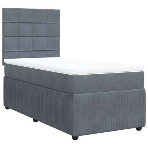 Box spring krevet s madracem tamnosivi 100x200 cm baršunasti - Tamno siva 100 x 200 cm Blok s kvadratima Cijena
