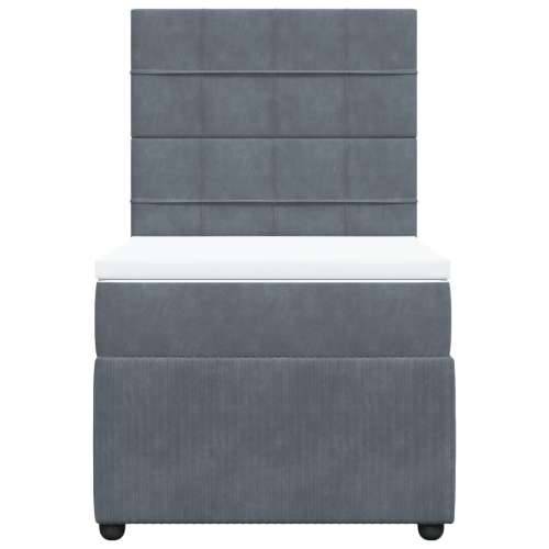Box spring krevet s madracem tamnosivi 100x200 cm baršunasti - Tamno siva 100 x 200 cm Blok s kvadratima Cijena