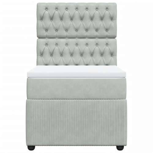 Box spring krevet s madracem svjetlosivi 100x200 cm baršunasti - Svjetlosiva 100 x 200 cm Dizajn s gumbima Cijena