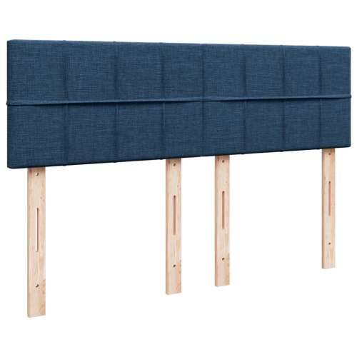 Krevet s oprugama i madracem plavi 140x200 cm od tkanine - Plava 140 x 200 cm Blok s kvadratima Cijena