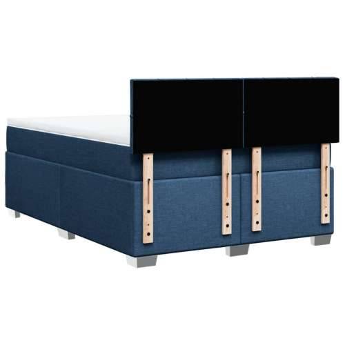 Krevet s oprugama i madracem plavi 140x200 cm od tkanine - Plava 140 x 200 cm Blok s kvadratima Cijena
