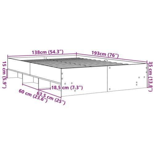 Okvir za krevet bijeli 135x190 cm konstruirano drvo - Bijela 135 x 190 cm Cijena