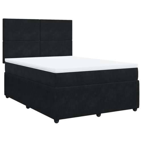 Krevet s oprugama i madracem crni 140 x 190 cm baršunasti - Crna 140 x 190 cm Gladak dizajn Cijena