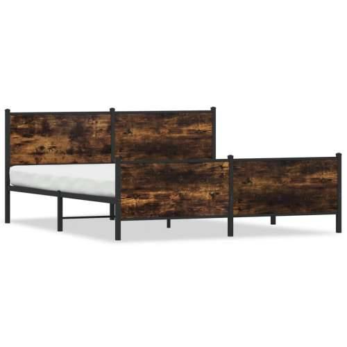 Metalni okvir kreveta bez madraca boja hrasta 180x200 cm Dimljeni hrast 180 x 200 cm s uzglavljem i podnožjem Cijena
