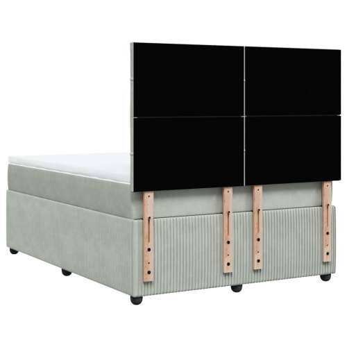 Krevet s oprugama i madracem svjetlosivi 140x200 cm baršunasti - Svjetlosiva 140 x 200 cm Blok s kvadratima Cijena