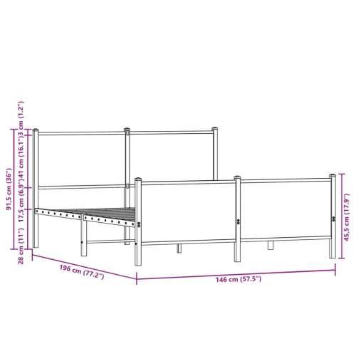 Metalni okvir kreveta bez madraca boja hrasta sonome 140x190 cm sonoma hrast 140 x 190 cm s uzglavljem i podnožjem Cijena