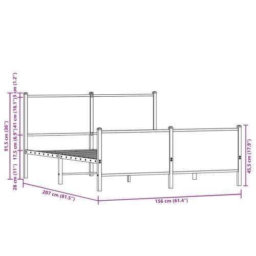 Metalni okvir kreveta bez madraca boja hrasta sonome 150x200 cm sonoma hrast 150 x 200 cm s uzglavljem i podnožjem Cijena