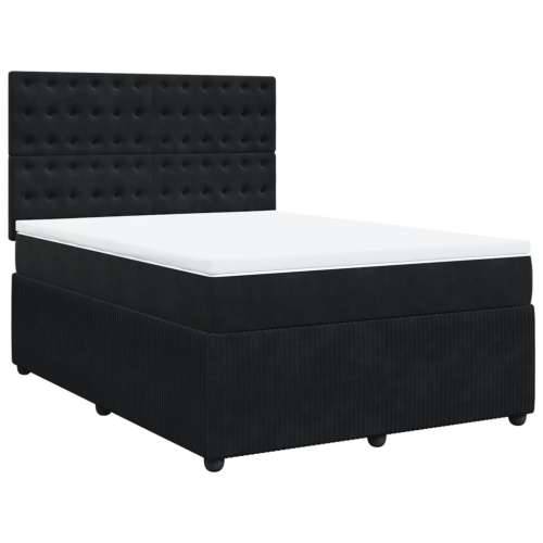 Krevet s oprugama i madracem crni 140x200 cm baršunasti Crna 140 x 200 cm gumbi Cijena