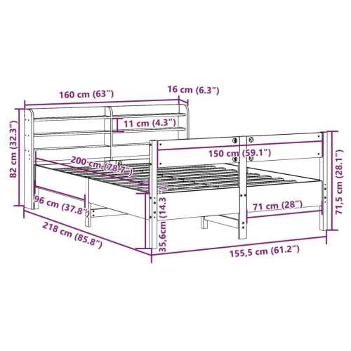 Okvir kreveta bez madraca 150 x 200 cm od masivne borovine - Prirodna 150 x 200 cm Cijena