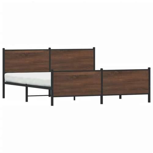 Metalni okvir kreveta bez madraca smeđa boja hrasta 183x213 cm Smeđi hrast 183 x 213 cm s uzglavljem i podnožjem Cijena