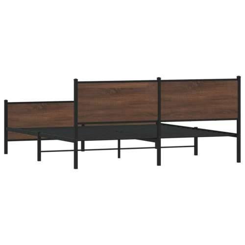 Metalni okvir kreveta bez madraca smeđa boja hrasta 183x213 cm Smeđi hrast 183 x 213 cm s uzglavljem i podnožjem Cijena