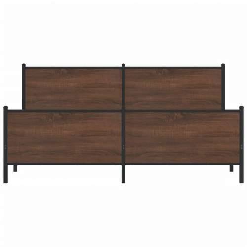 Metalni okvir kreveta bez madraca smeđa boja hrasta 200x200 cm - Smeđi hrast 200 x 200 cm s uzglavljem i podnožjem Cijena
