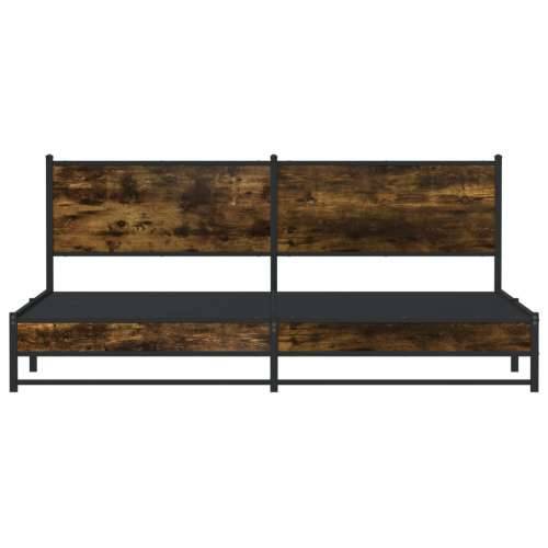 Metalni okvir kreveta bez madraca boja hrasta 193x203 cm Dimljeni hrast 193 x 203 cm s uzglavljem i dvostrukim niskim podnožjem Cijena