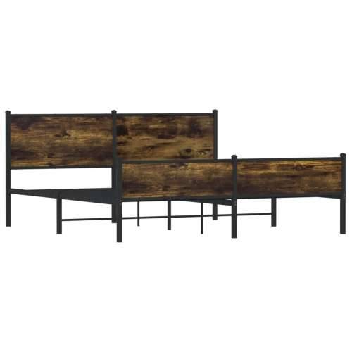 Metalni okvir kreveta bez madraca boja hrasta 183x213 cm - Dimljeni hrast 183 x 213 cm s uzglavljem i visokim podnožjem Cijena
