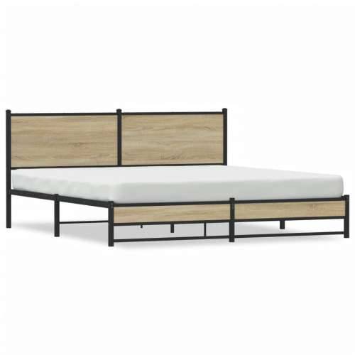 Metalni okvir kreveta bez madraca boja hrasta sonome 180x200 cm - sonoma hrast 180 x 200 cm s uzglavljem i dvostrukim niskim pod Cijena