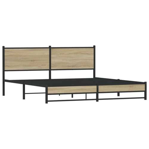 Metalni okvir kreveta bez madraca boja hrasta sonome 180x200 cm - sonoma hrast 180 x 200 cm s uzglavljem i dvostrukim niskim pod Cijena