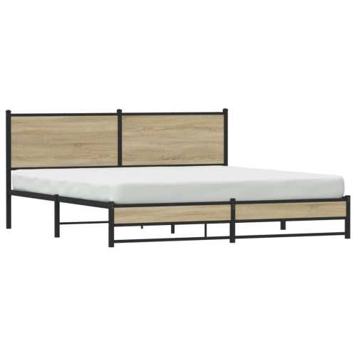 Metalni okvir kreveta bez madraca boja hrasta sonome 180x200 cm - sonoma hrast 180 x 200 cm s uzglavljem i dvostrukim niskim pod Cijena