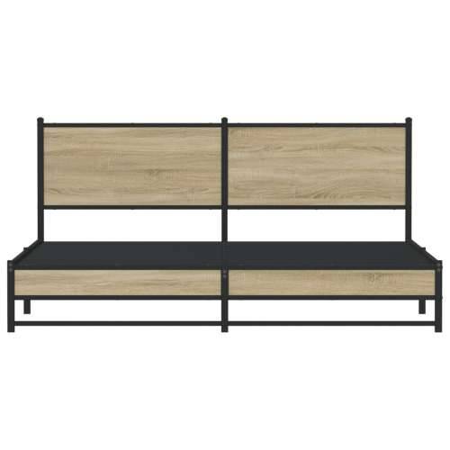 Metalni okvir kreveta bez madraca boja hrasta sonome 180x200 cm - sonoma hrast 180 x 200 cm s uzglavljem i dvostrukim niskim pod Cijena