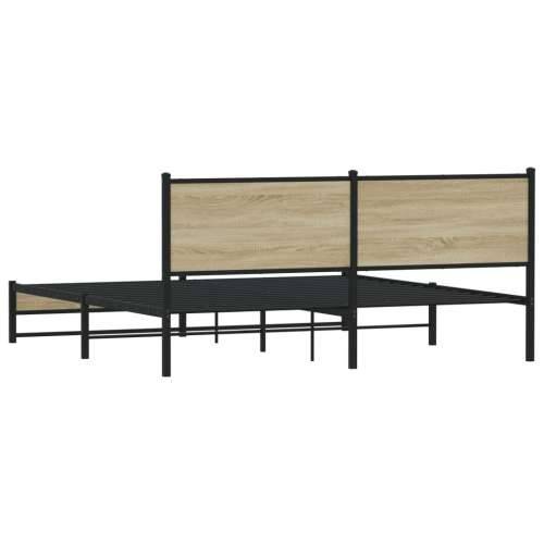 Metalni okvir kreveta bez madraca boja hrasta sonome 180x200 cm - sonoma hrast 180 x 200 cm s uzglavljem i dvostrukim niskim pod Cijena