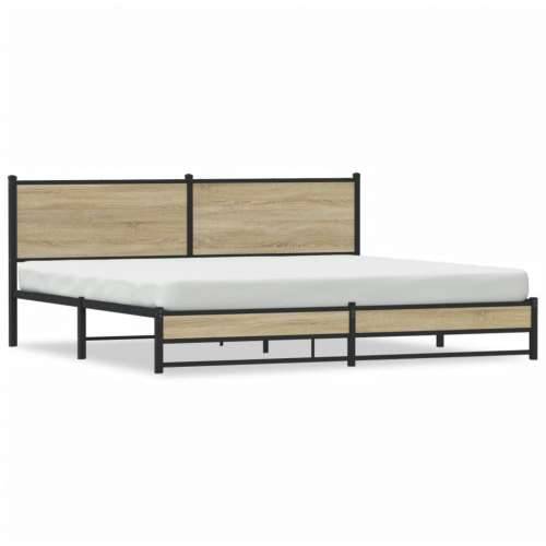 Metalni okvir kreveta bez madraca boja hrasta sonome 193x203 cm - sonoma hrast 193 x 203 cm s uzglavljem i dvostrukim niskim pod Cijena