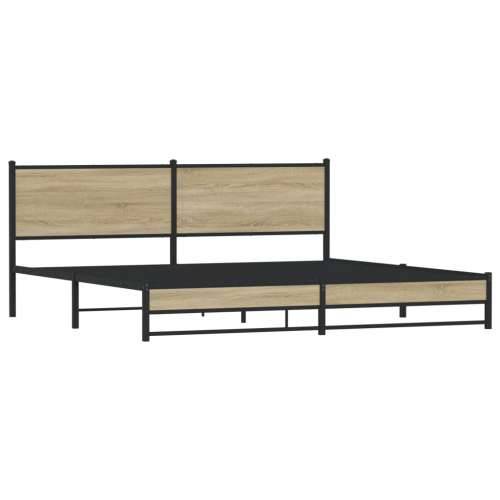 Metalni okvir kreveta bez madraca boja hrasta sonome 193x203 cm - sonoma hrast 193 x 203 cm s uzglavljem i dvostrukim niskim pod Cijena