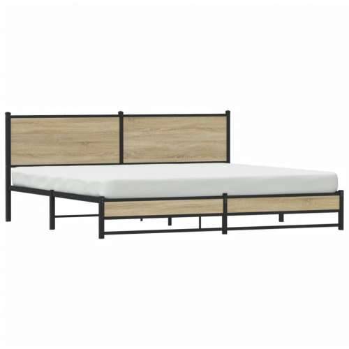 Metalni okvir kreveta bez madraca boja hrasta sonome 193x203 cm - sonoma hrast 193 x 203 cm s uzglavljem i dvostrukim niskim pod Cijena