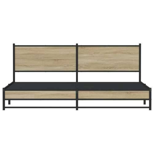 Metalni okvir kreveta bez madraca boja hrasta sonome 193x203 cm - sonoma hrast 193 x 203 cm s uzglavljem i dvostrukim niskim pod Cijena