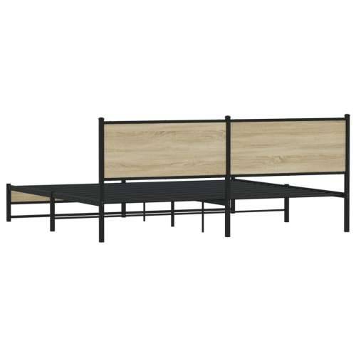 Metalni okvir kreveta bez madraca boja hrasta sonome 193x203 cm - sonoma hrast 193 x 203 cm s uzglavljem i dvostrukim niskim pod Cijena
