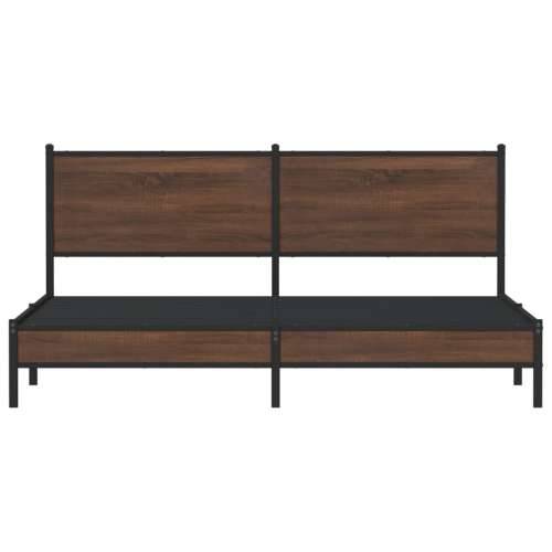 Metalni okvir kreveta bez madraca smeđa boja hrasta 180x200 cm - Smeđi hrast 180 x 200 cm s uzglavljem i niskim podnožjem Cijena