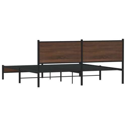 Metalni okvir kreveta bez madraca smeđa boja hrasta 180x200 cm - Smeđi hrast 180 x 200 cm s uzglavljem i niskim podnožjem Cijena
