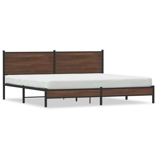 Metalni okvir kreveta bez madraca smeđa boja hrasta 193x203 cm - Smeđi hrast 193 x 203 cm s uzglavljem i niskim podnožjem Cijena