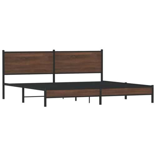Metalni okvir kreveta bez madraca smeđa boja hrasta 193x203 cm - Smeđi hrast 193 x 203 cm s uzglavljem i niskim podnožjem Cijena