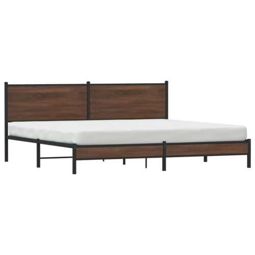 Metalni okvir kreveta bez madraca smeđa boja hrasta 193x203 cm - Smeđi hrast 193 x 203 cm s uzglavljem i niskim podnožjem Cijena