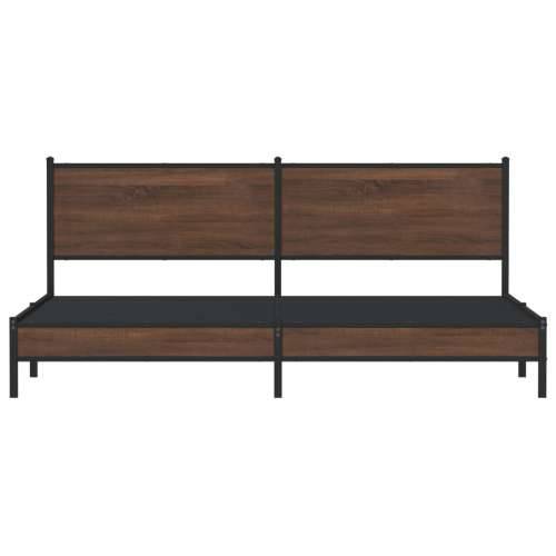 Metalni okvir kreveta bez madraca smeđa boja hrasta 193x203 cm - Smeđi hrast 193 x 203 cm s uzglavljem i niskim podnožjem Cijena